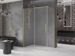 Mexen Velar posuvný sprchový kout 160 x 80 cm, matný, zlatý kartáčovaný - 871-160-080-31-55