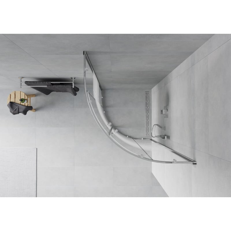 Mexen Rio sprchový kout půlkruhový 70 x 70 cm, bílé pruhy, chrom - 863-070-070-01-20