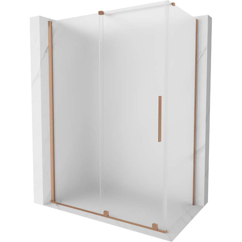 Mexen Velar posuvná sprchová kabina 140 x 80 cm, matné sklo, kartáčovaná měď - 871-140-080-31-65