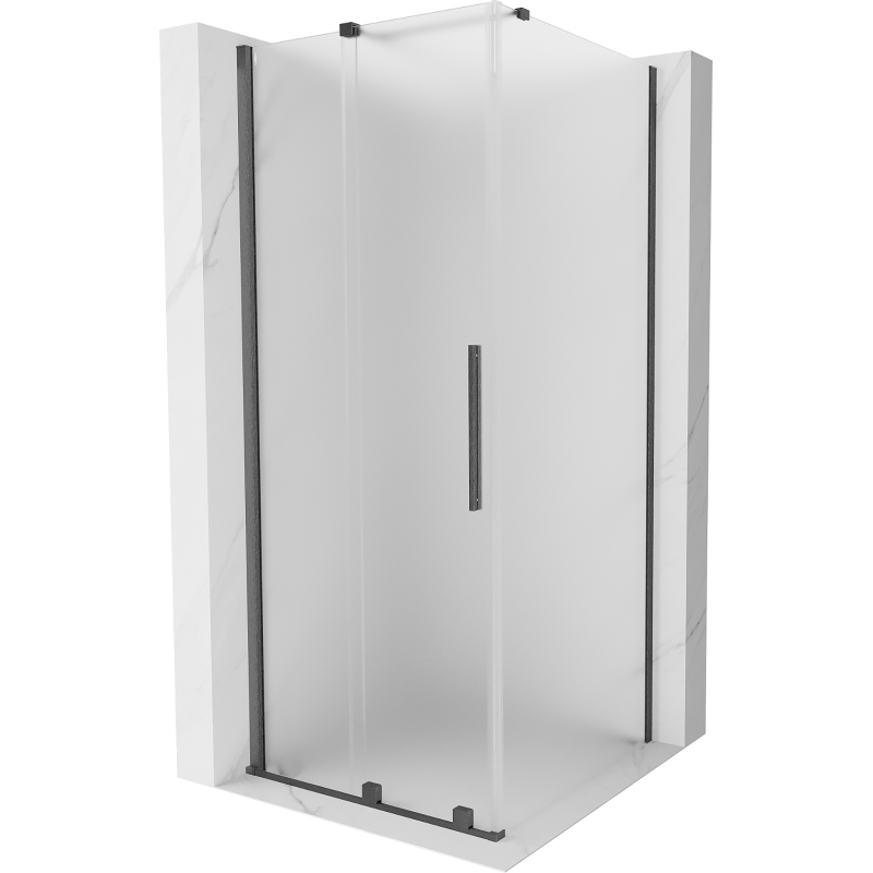 Mexen Velar posuvná sprchová kabina 110 x 110 cm, matné sklo, kartáčovaný gun gray - 871-110-110-31-66