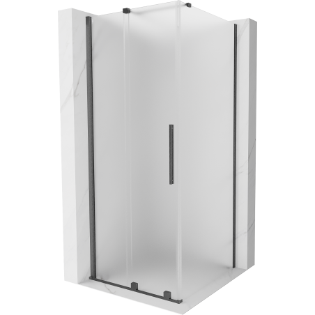 Mexen Velar posuvná sprchová kabina 110 x 110 cm, matné sklo, kartáčovaný gun gray - 871-110-110-31-66