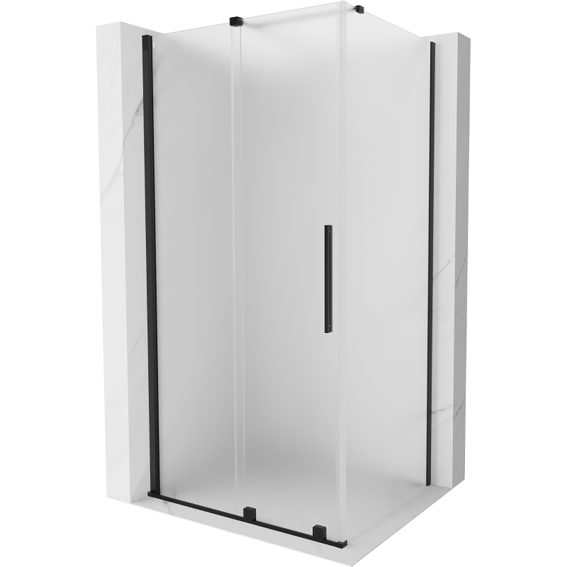 Mexen Velar posuvná sprchová kabina 100 x 75 cm, mléčná, černá - 871-100-075-31-70