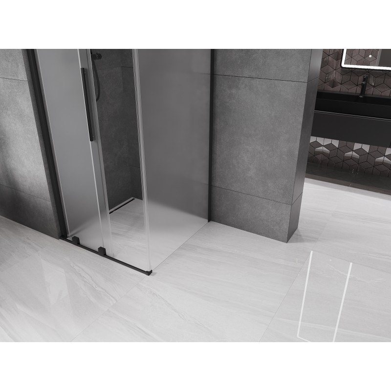 Mexen Velar posuvná sprchová kabina 100 x 100 cm, mražená, černá - 871-100-100-31-70