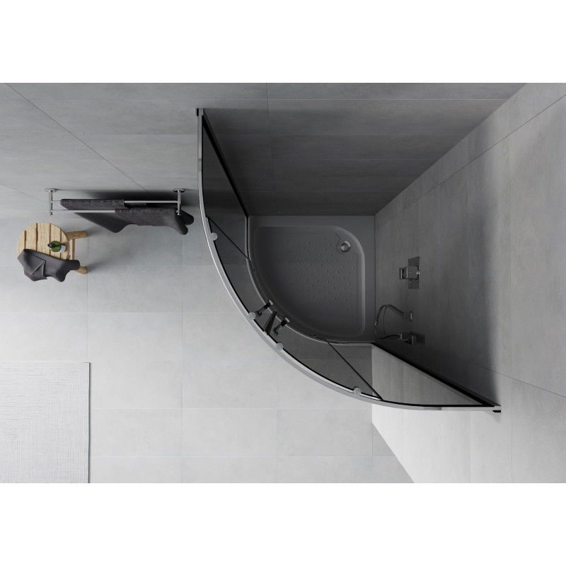 Mexen Rio sprchový kout půlkruhový 80 x 80 cm, grafit, chrom + vanička Rio, bílá - 863-080-080-01-40-4710