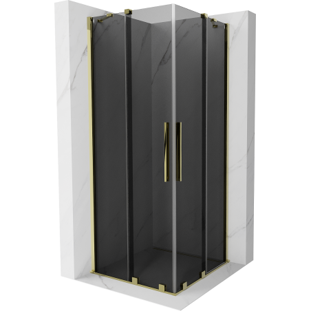 Mexen Velar Duo posuvná sprchová kabina 80 x 80 cm, grafitová, zlatá - 871-080-080-42-50