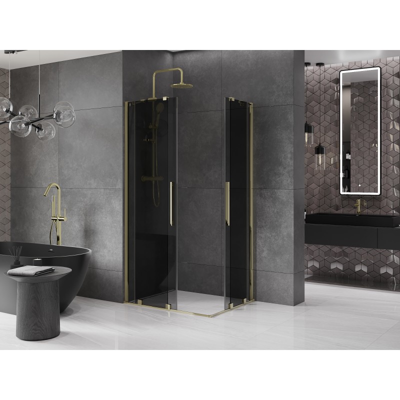 Mexen Velar Duo sprchová kabina posuvná 100 x 90 cm, grafit, zlatá - 871-100-090-42-50