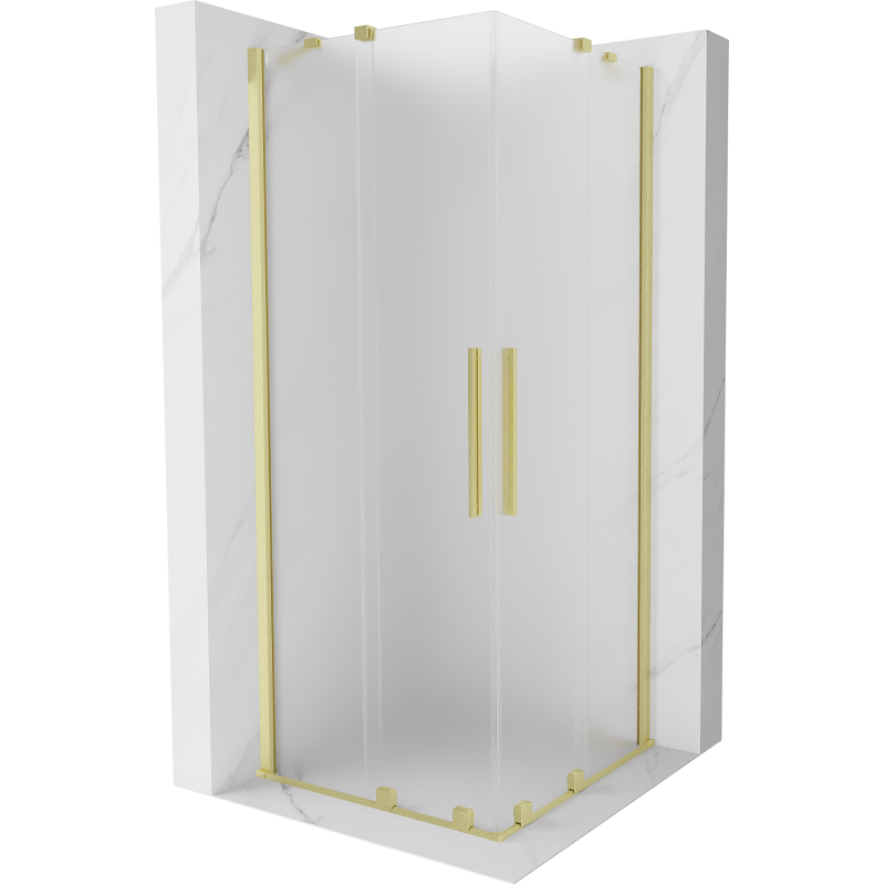 Mexen Velar Duo sprchový kout posuvný 80 x 80 cm, matný, zlatý kartáčovaný - 871-080-080-32-55