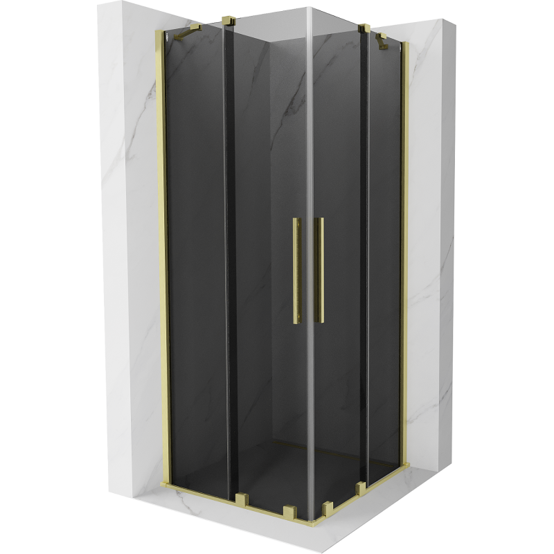 Mexen Velar Duo posuvná sprchová kabina 90 x 90 cm, grafitová, kartáčovaná zlatá - 871-090-090-42-55