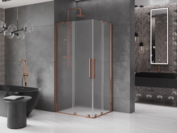 Mexen Velar Duo posuvná sprchová kabina 90 x 80 cm, matné sklo, růžové zlato - 871-090-080-32-60