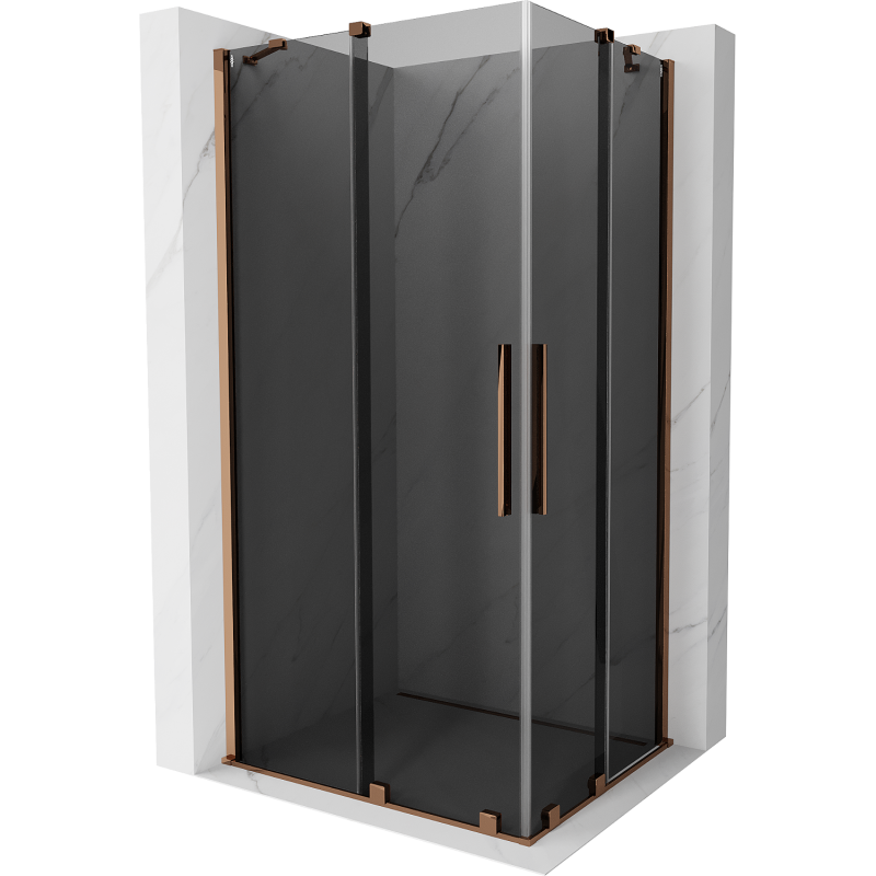 Mexen Velar Duo posuvná sprchová kabina 90 x 80 cm, grafit, růžové zlato - 871-090-080-42-60