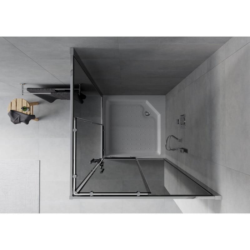 Mexen Rio sprchový kout čtvercový 90 x 90 cm, grafit, chrom + vanička, bílá - 860-090-090-01-40-4510
