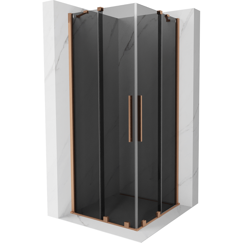 Mexen Velar Duo sprchová kabina posuvná 100 x 100 cm, grafit, kartáčovaná měď - 871-100-100-42-65