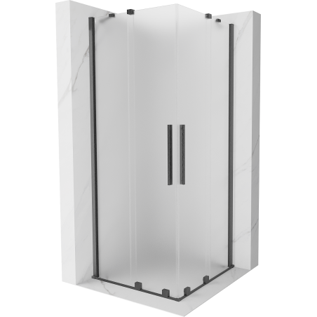 Mexen Velar Duo posuvná sprchová kabina 100 x 100 cm, matné sklo, kartáčovaný gun gray - 871-100-100-32-66