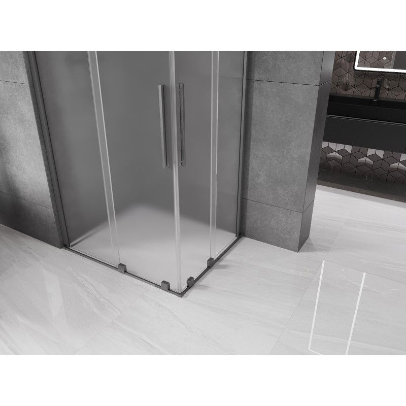 Mexen Velar Duo posuvná sprchová kabina 100 x 90 cm, mrazová, kartáčovaná zbraňová šedá - 871-100-090-32-66