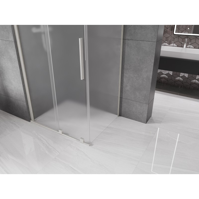 Mexen Velar posuvná sprchová kabina 130 x 90 cm, matné sklo, kartáčovaný nikl - 871-130-090-31-97