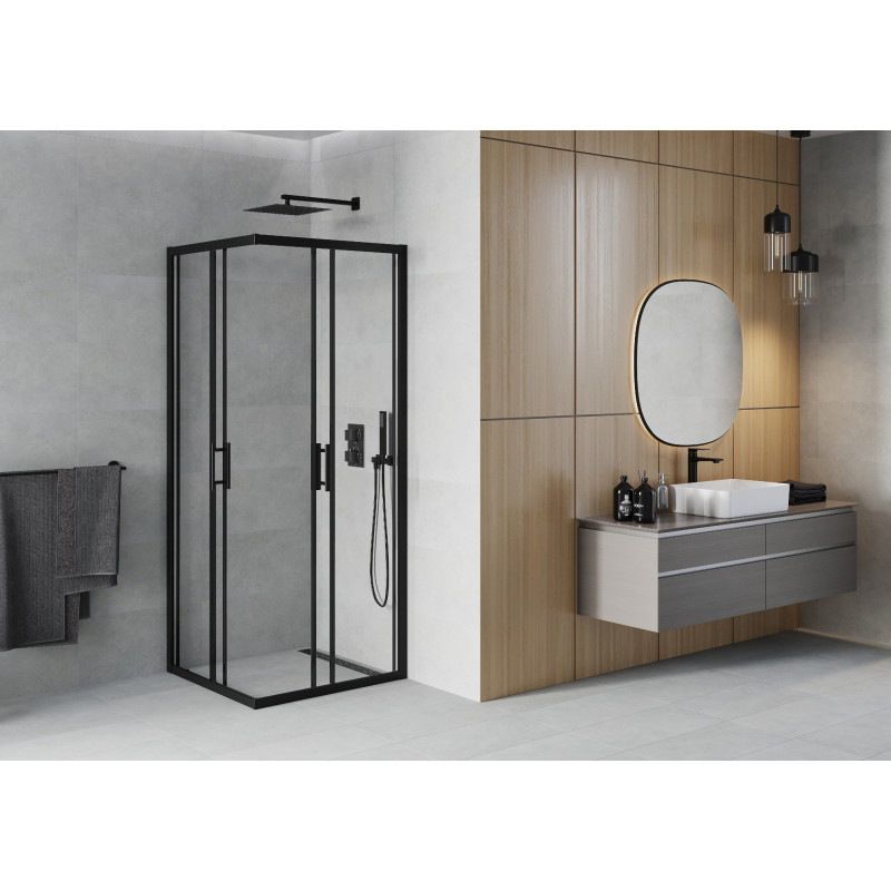 Mexen Rio čtvercový sprchový kout 70 x 70 cm, průhledný, černý - 860-070-070-70-00