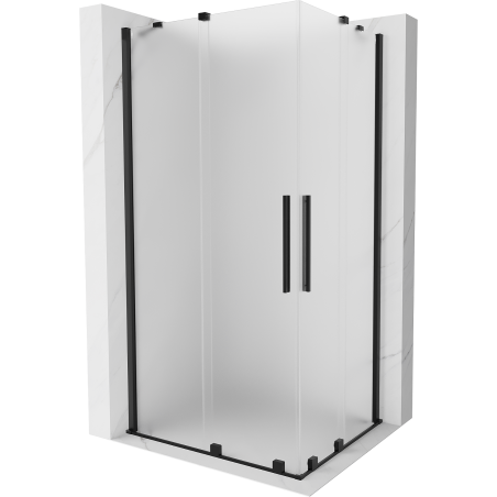 Mexen Velar Duo posuvná sprchová kabina 90 x 80 cm, mléčné sklo, černá - 871-090-080-32-70