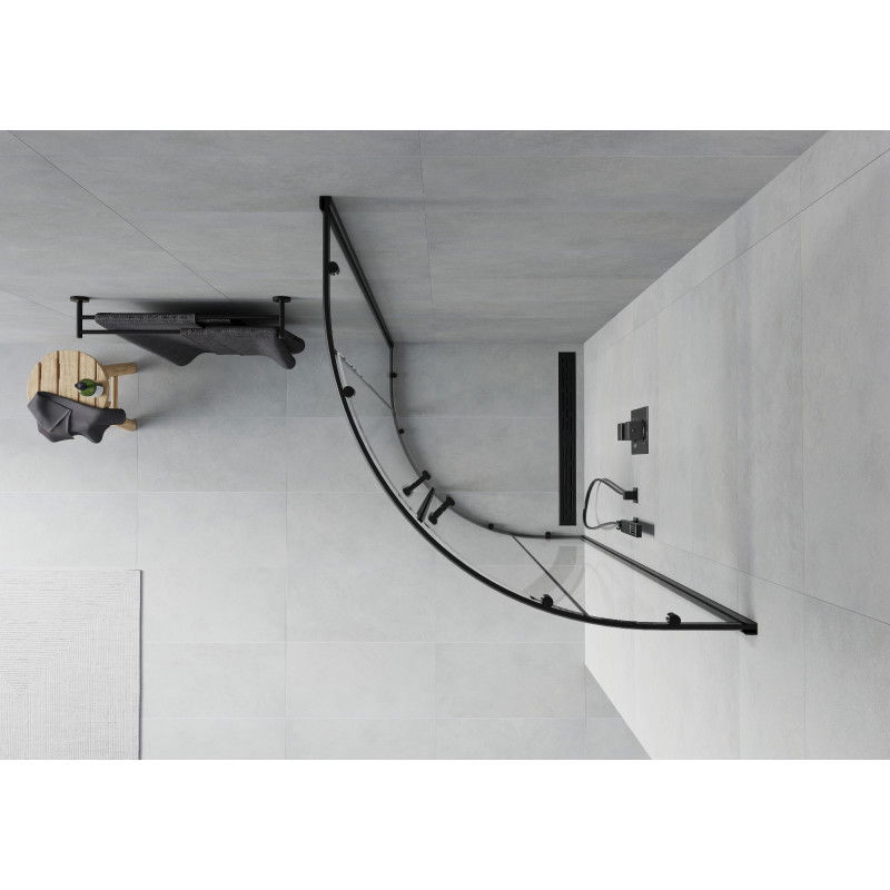 Mexen Rio půlkruhový sprchový kout 80 x 80 cm, transparentní, černý - 863-080-080-70-00