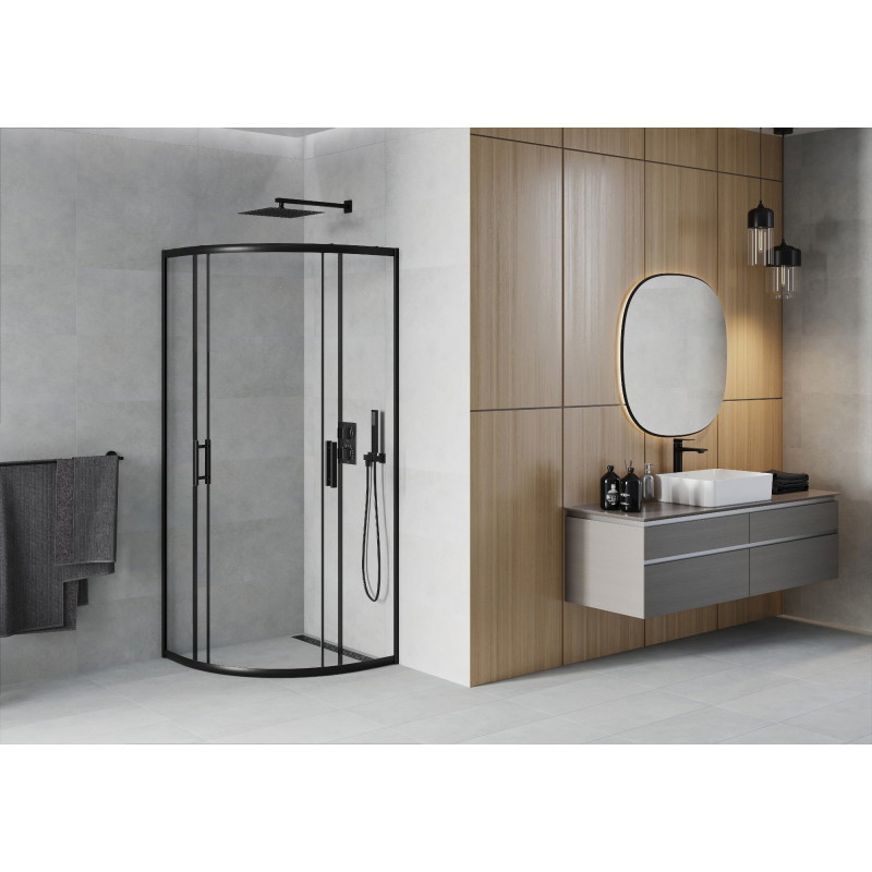 Mexen Rio půlkruhový sprchový kout 90 x 90 cm, transparentní, černý - 863-090-090-70-00