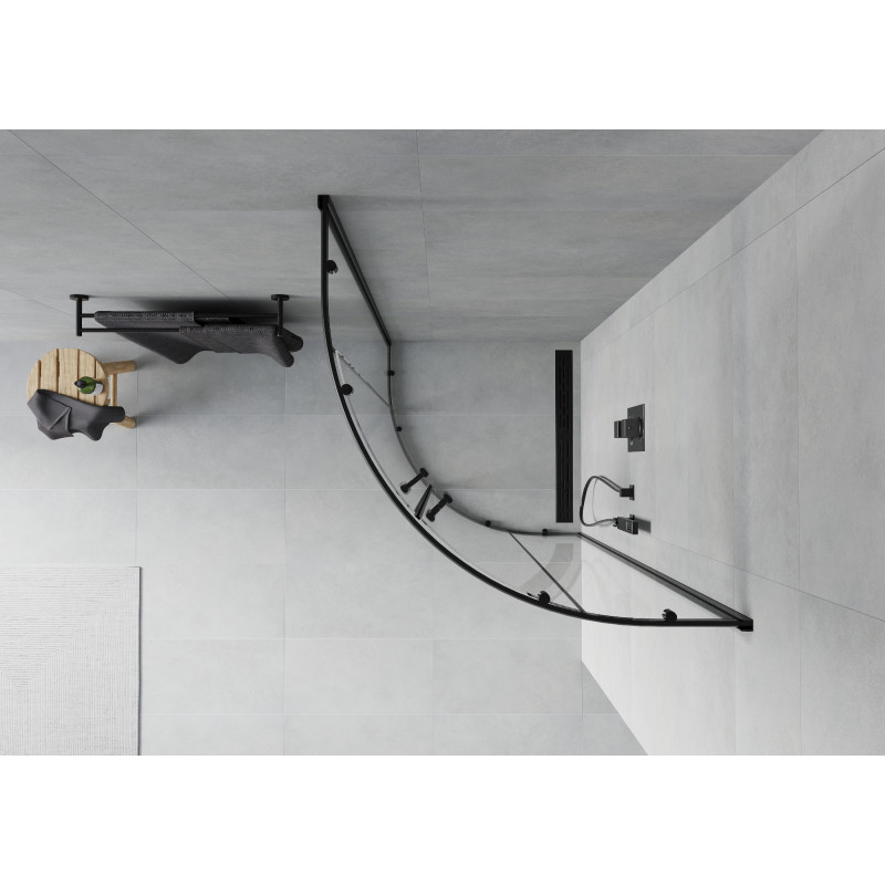 Mexen Rio půlkruhový sprchový kout 90 x 90 cm, transparentní, černý - 863-090-090-70-00