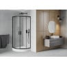 Mexen Rio polokruhový sprchový kout 80 x 80 cm, transparentní, černý + sprchová vanička Rio, bílá - 863-080-080-70-00-4710