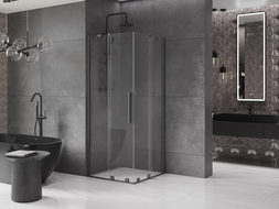 Mexen Velar Duo posuvná sprchová kabina 100 x 100 cm, transparentní, gun metal - 871-100-100-02-95