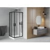 Mexen Rio čtvercová sprchová kabina 80 x 80 cm, transparentní, černá + sprchová vanička Rio, bílá - 860-080-080-70-00-4510
