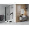Mexen Rio čtvercová sprchová kabina 80 x 80 cm, transparentní, černá + sprchová vanička Rio, bílá - 860-080-080-70-00-4510