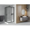 Mexen Rio čtvercová sprchová kabina 90 x 90 cm, transparentní, černá + sprchová vanička Rio, bílá - 860-090-090-70-00-4510