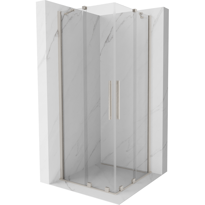 Mexen Velar Duo posuvná sprchová kabina 90 x 90 cm, transparentní, matný nikl - 871-090-090-02-97
