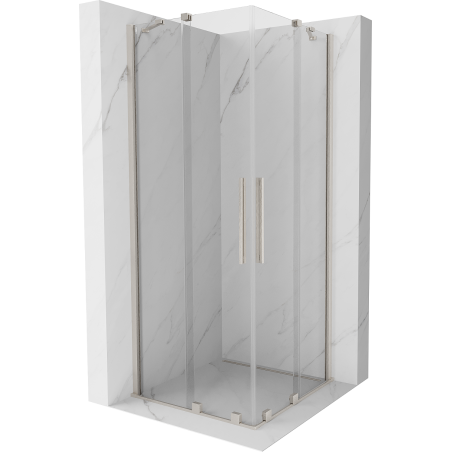Mexen Velar Duo posuvná sprchová kabina 90 x 90 cm, průhledná, kartáčovaný nikl - 871-090-090-02-97