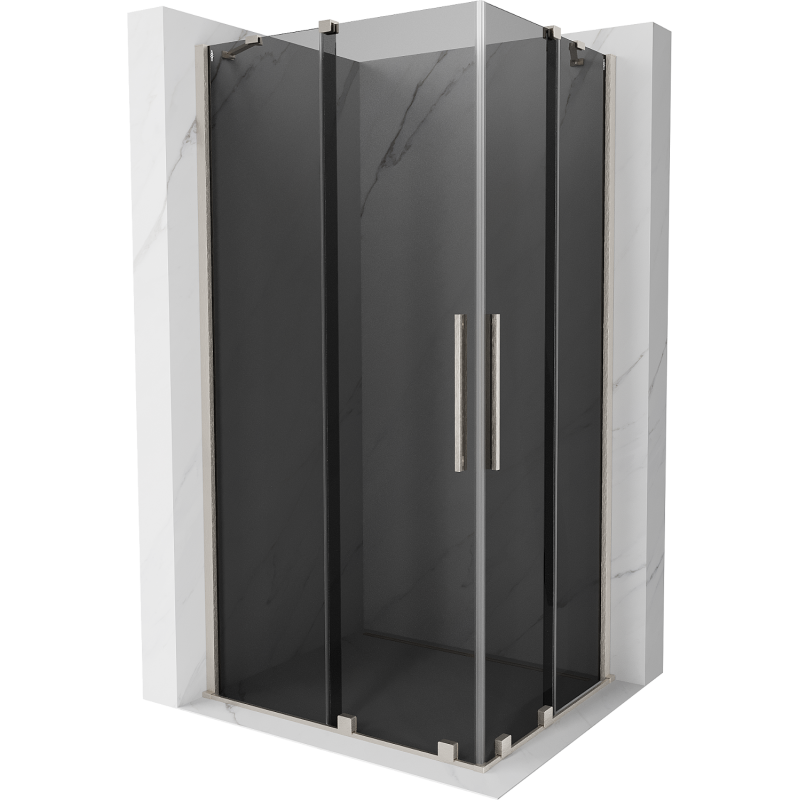 Mexen Velar Duo posuvná sprchová kabina 90 x 80 cm, grafit, kartáčovaný nikl - 871-090-080-42-97