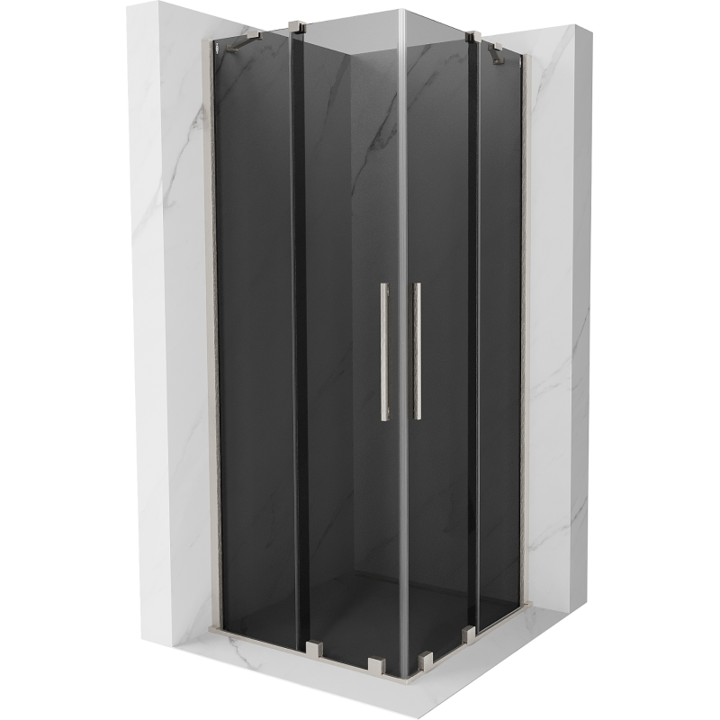 Mexen Velar Duo posuvná sprchová kabina 90 x 90 cm, grafit, kartáčovaný nikl - 871-090-090-42-97