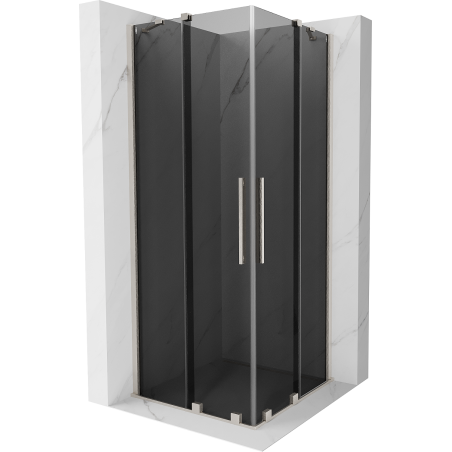 Mexen Velar Duo posuvná sprchová kabina 90 x 90 cm, grafit, kartáčovaný nikl - 871-090-090-42-97
