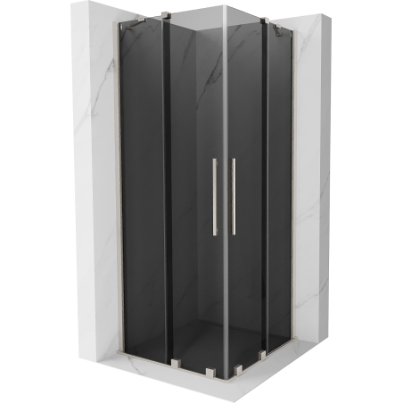 Mexen Velar Dvojitá sprchová kabina posuvná 100 x 100 cm, grafit, kartáčovaný nikl - 871-100-100-42-97