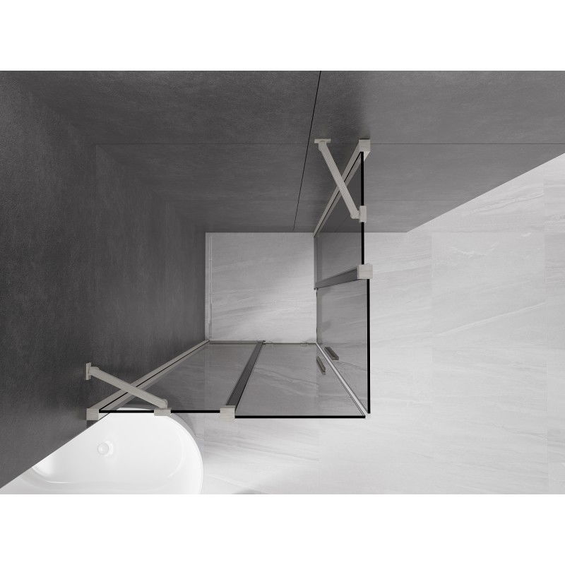 Mexen Velar Duo posuvná sprchová kabina 90 x 90 cm, grafit, kartáčovaný nikl - 871-090-090-42-97