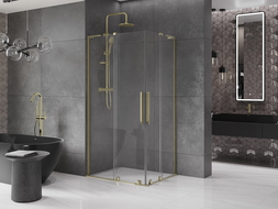 Mexen Velar L Duo posuvná sprchová kabina 100 x 90 cm, transparentní, zlatá - 871-100-090-02-03-50