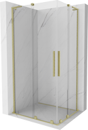Mexen Velar L Dvojitá posuvná sprchová kabina 90 x 80 cm, transparentní, zlatá kartáčovaná - 871-090-080-02-03-55