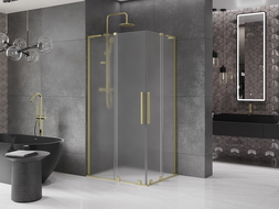Mexen Velar L Duo posuvná sprchová kabina 100 x 90 cm, mat, zlatá kartáčovaná - 871-100-090-02-33-55