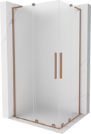 Mexen Velar L Duo posuvná sprchová kabina 100 x 90 cm, matné sklo, kartáčovaná měď - 871-100-090-02-33-65