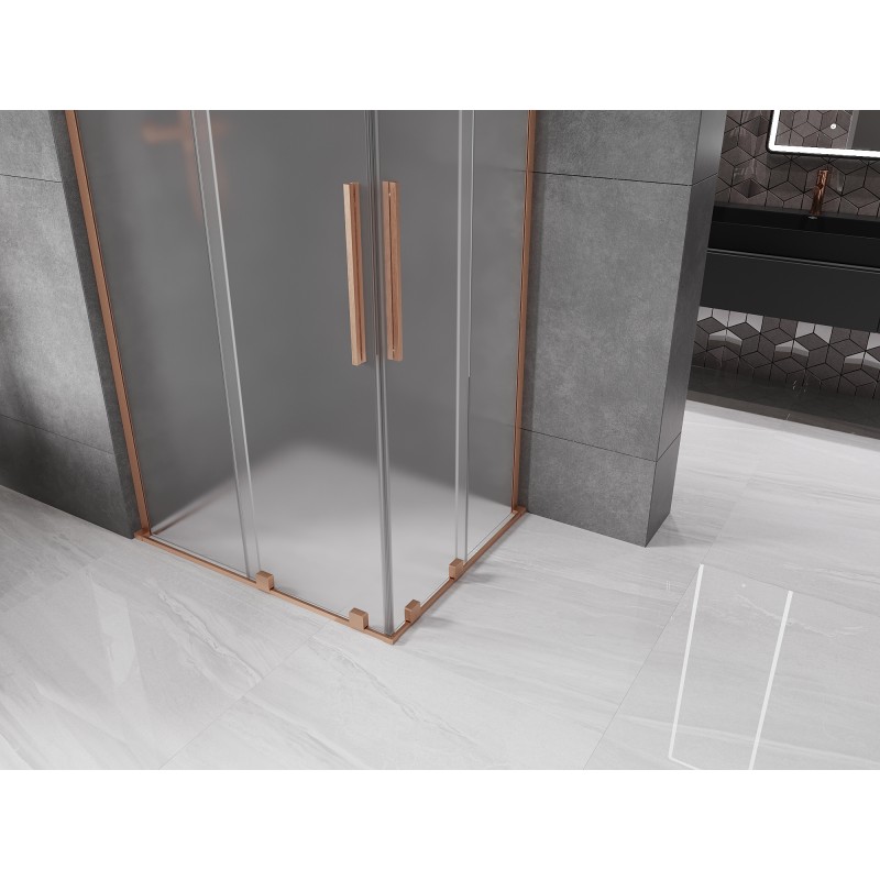 Mexen Velar L Duo sprchová kabina posuvná 90 x 80 cm, mat, kartáčovaná měď - 871-090-080-02-33-65