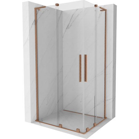 Mexen Velar L Duo posuvná sprchová kabina 90 x 80 cm, transparentní, kartáčovaná měď - 871-090-080-02-03-65