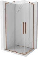 Mexen Velar L Duo sprchový kout posuvný 90 x 80 cm, transparentní, kartáčovaná měď - 871-090-080-02-03-65