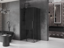 Mexen Velar L Duo posuvná sprchová kabina 100 x 90 cm, grafitová, kartáčovaná gun gray - 871-100-090-02-43-66