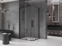 Mexen Velar L Duo posuvná sprchová kabina 90 x 80 cm, transparentní, černá - 871-090-080-02-03-70