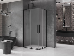 Mexen Velar L Duo sprchový kout posuvný 100 x 90 cm, matný, černý - 871-100-090-02-33-70
