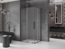 Mexen Velar L Duo sprchová kabina posuvná 100 x 90 cm, matné sklo, gun metal - 871-100-090-02-33-95