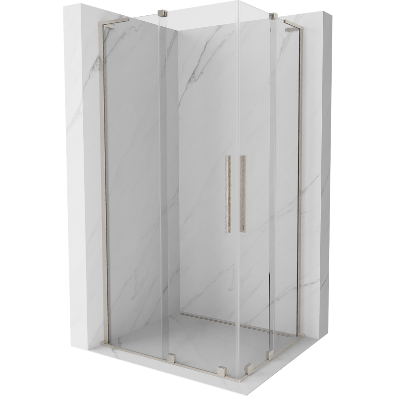 Mexen Velar L Duo sprchový kout posuvný 90 x 80 cm, transparentní, kartáčovaný nikl - 871-090-080-02-03-97