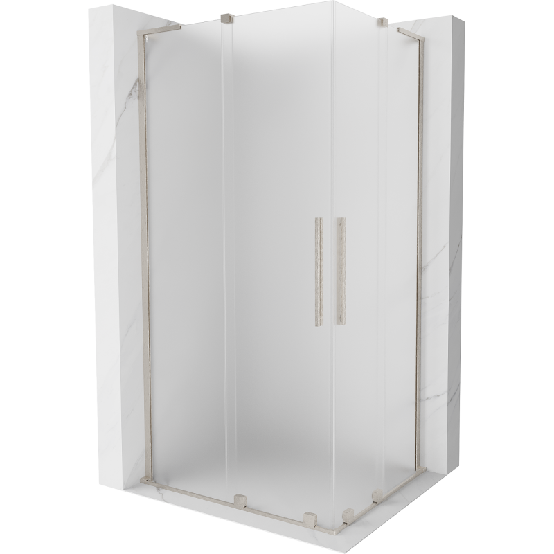 Mexen Velar L Duo sprchový kout posuvný 100 x 90 cm, námraza, kartáčovaný nikl - 871-100-090-02-33-97