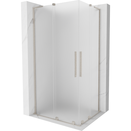 Mexen Velar L Duo sprchový kout posuvný 100 x 90 cm, námraza, kartáčovaný nikl - 871-100-090-02-33-97